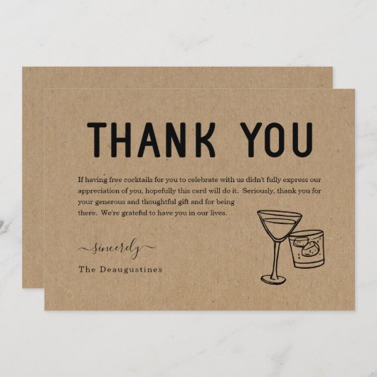Gratis Cocktails Danke Karte (Vorne/Hinten)