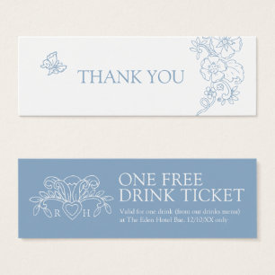 Gratis-Drink Hochzeitsgutschein Karte Lilie blau