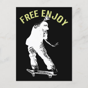 Gratis Enjoy Retro Urban Skateboarding Feiertagspostkarte