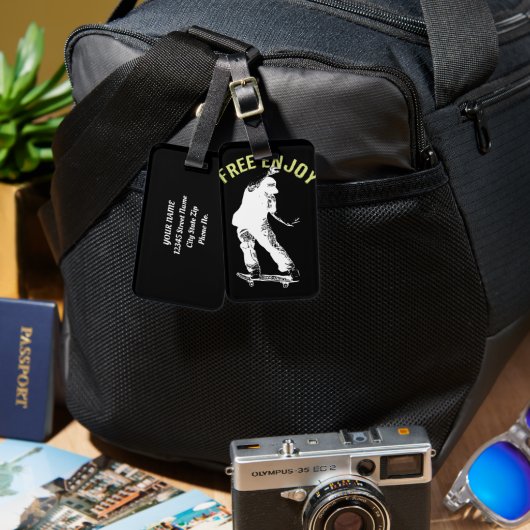 Gratis Enjoy Retro Urban Skateboarding Gepäckanhänger (Vorderseite & Rückseite)