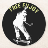 Gratis Enjoy Retro Urban Skateboarding Runder Pappuntersetzer (Vorderseite)