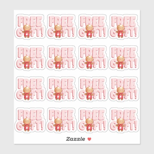 Gratis Geschenk Niedlich Weihnachten Lebkuchen Man Aufkleber (Blatt)