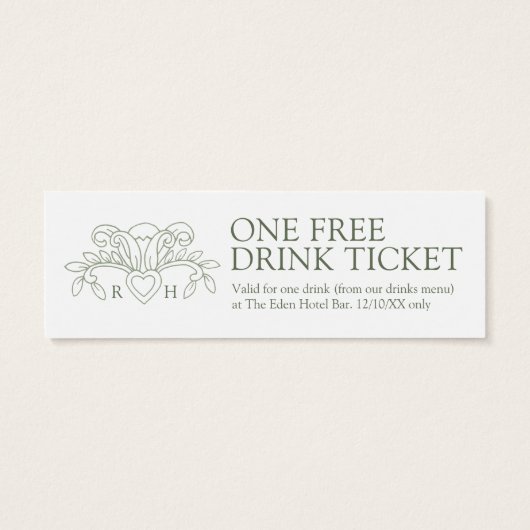 Gratis-Getränk Hochzeitsgutschein Lilie Salbei (Rückseite)