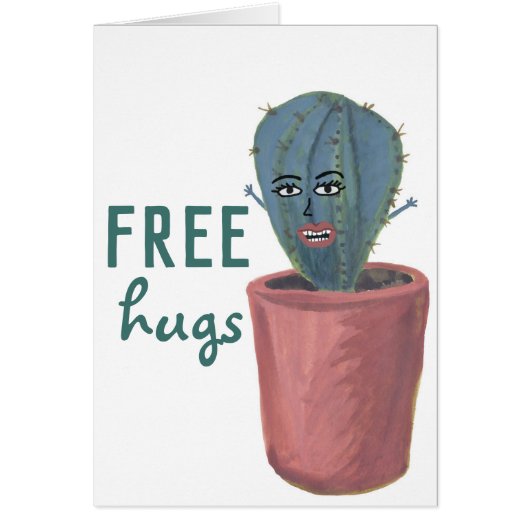 GRATIS HUGS CRAZY CACTUS LADY Funny Niedlich Card (Vorne)
