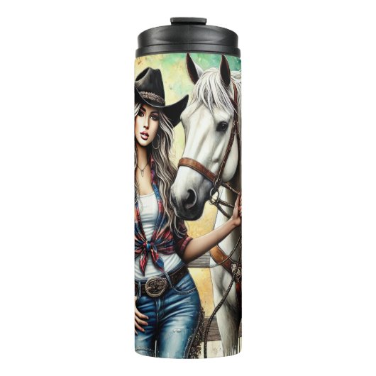 Gratis im Herbst reiten Thermosbecher (Vorderseite)