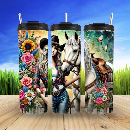 Gratis im Herbst reiten Thermosbecher