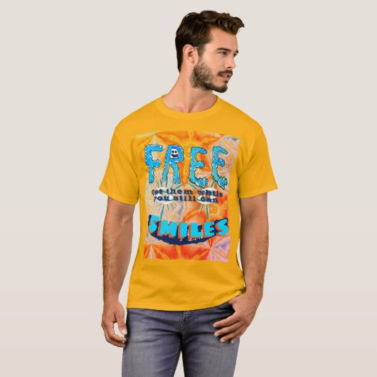 Gratis Lächeln - Smiley - farbenfrohe Taste T-Shirt (Vorne ganz)