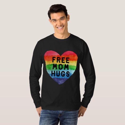Gratis Mama Hugs LGBT Flag Gay Lesbian Priad Parad T-Shirt (Vorne ganz)