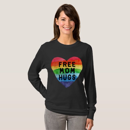 Gratis Mama Hugs LGBT Flag Gay Lesbian Priad Parad T-Shirt (Vorne ganz)