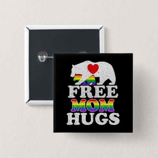 Gratis Mama Hugs LGBT Pride Mama Bear Button (Vorne & Hinten)