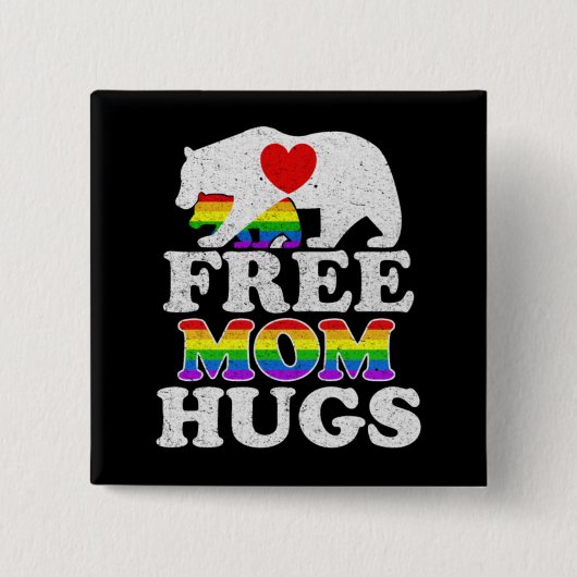 Gratis Mama Hugs LGBT Pride Mama Bear Button (Vorderseite)