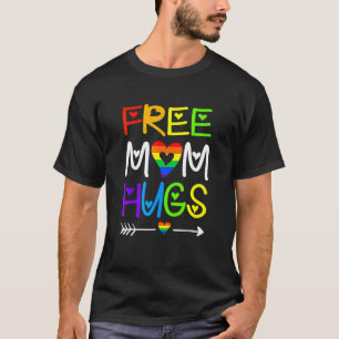 Gratis Mama Hugs Rainbow Heart Lgbt Pride Monat T-Shirt