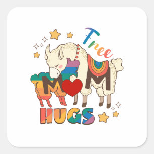 Gratis Mama - Rainbow Sheep LGBTQ Pride Hug Quadratischer Aufkleber