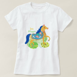 Gratis pferblau und gelb T - Shirt