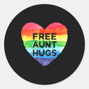 Gratis Tante Hugs LGBT Flag Pride Awareness Montag Runder Aufkleber