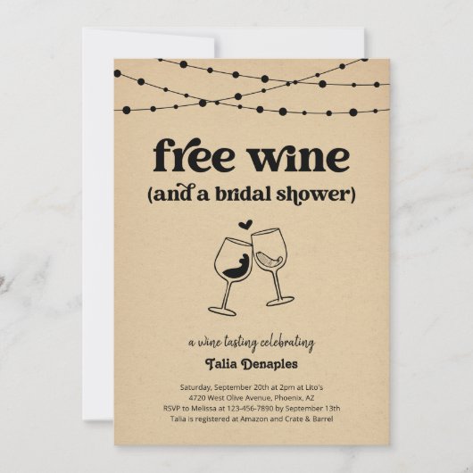 Gratis Wine Funny Weinlust Brautparty Einladung (Vorderseite)