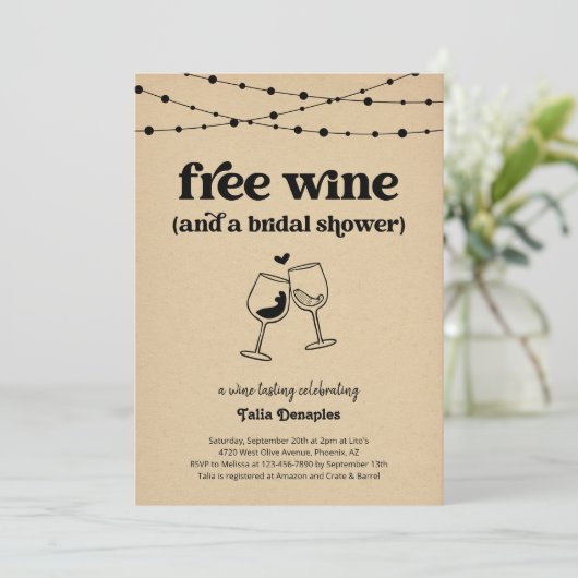 Gratis Wine Funny Weinlust Brautparty Einladung (Stehend Vorderseite)