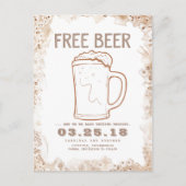 Gratisbier | Rustikal Funny Save the Date Ankündigungspostkarte (Vorderseite)