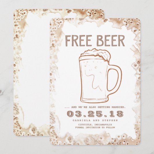 Gratisbier | Rustikales Funny Non Foto Save the Da Date (Vorne/Hinten)