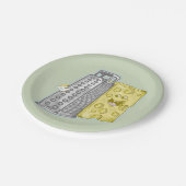 Gratiskäse mit einem großen Fastfood Pappteller (Schrägansicht)