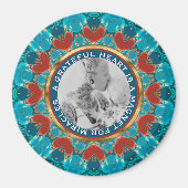 Gratitude Aqua Teal Mandala Custom Words & Photo Magnet (Vorne)