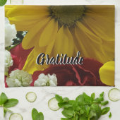 Gratitude Floral Yellow Daisy Photo Geschirrtuch (Gefaltet)