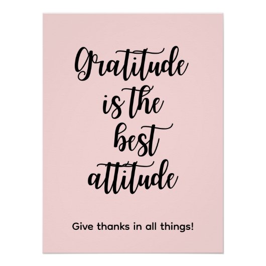 Gratitude is the best attitude Pink Wall Poster (Vorderseite)