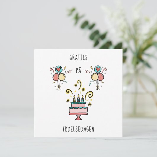 Grattis på födelsedagen | Happy Birthday Karte (Stehend Vorderseite)