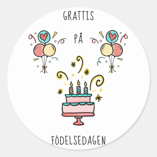 Grattis på födelsedagen | Happy Birthday Runder Aufkleber (Vorderseite)