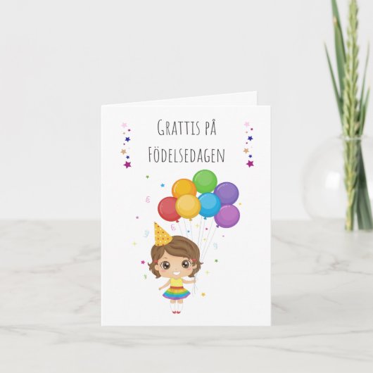 Grattis på födelsedagen Schweden Geburtstag Karte (Vorderseite)