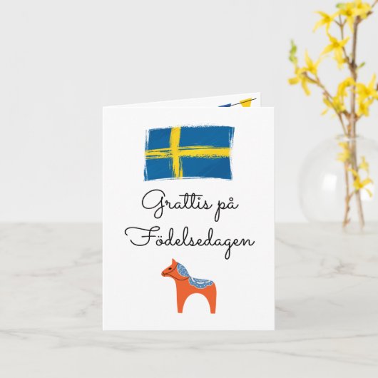 Grattis på födelsedagen Schweden Geburtstag Karte (Gelbe Blume)