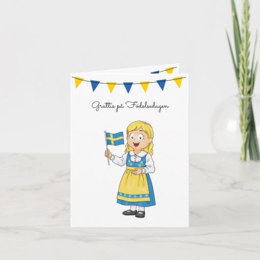Grattis på Födelsedagen Schweden Geburtstag Karte (Vorderseite)