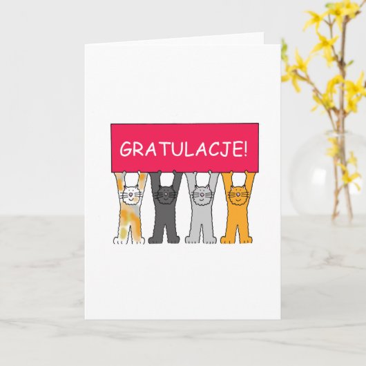 Gratulacje! Glückwünsche auf Polnisch Karte (Gelbe Blume)