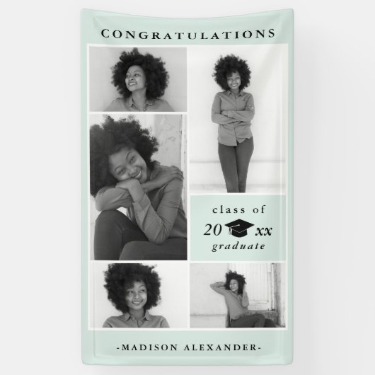Gratulation 2019 Graduate Mint Foto Collage Banner (Vertikal)