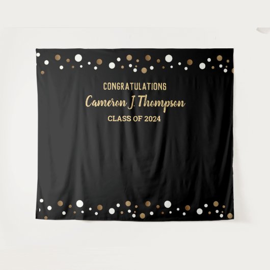 Gratulation Abschluss Class of 2024 Backdrop Wandteppich (Vorderseite (Horizontal))