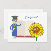 Gratulation Abschluss Sonnenblume Postkarte (Vorne/Hinten)