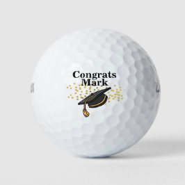 Gratulation an Abschluss Black and Gold mit Namen Golfball