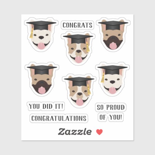 Gratulation an French Bulldogs Aufkleber (Blatt)