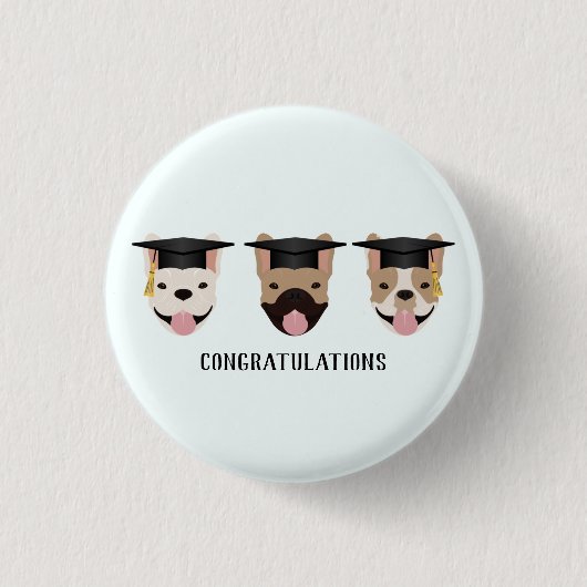 Gratulation an French Bulldogs Button (Vorderseite)