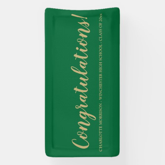 Gratulation an green gold custom text Abschluss Banner (Vertikal)
