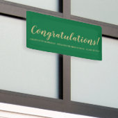 Gratulation an green gold custom text Abschluss Banner (Draußen Gebäude)