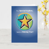Gratulation an Nephew mit Shining Star auf Blu Karte (Gelbe Blume)