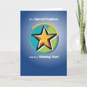 Gratulation an Nephew mit Shining Star auf Blu Karte