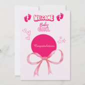 Gratulation Baby Girl Begrüßungstypografie Karte (Rückseite)
