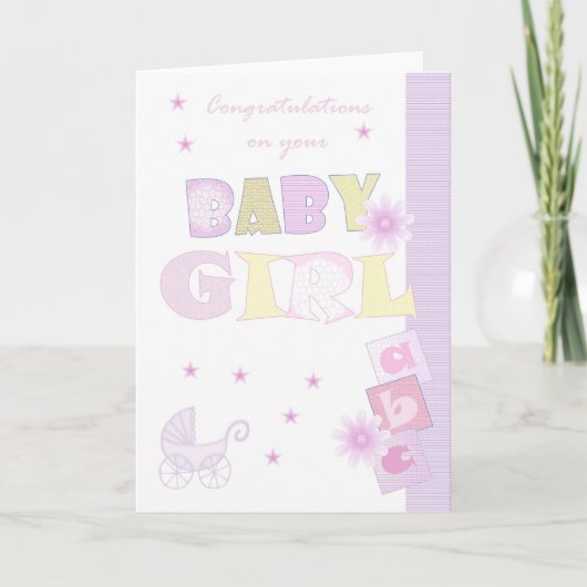 Gratulation Baby Girl Card, New Baby Karte (Vorderseite)