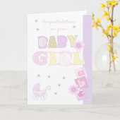 Gratulation Baby Girl Card, New Baby Karte (Gelbe Blume)