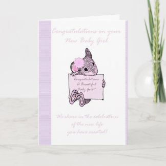 Gratulation Baby Girl Card, New Baby Karte
