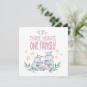 Gratulation Baby Girl Niedlich Hippos Three Hearts (Stehend Vorderseite)