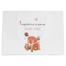 Gratulation Baby Girl Pink Panties Schmetterlinge Große Geschenktüte