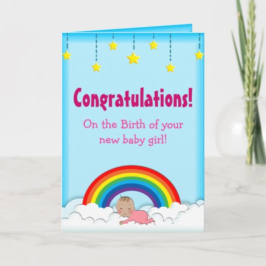 Gratulation Baby Girl Regenbogenkarte Karte (Vorderseite)